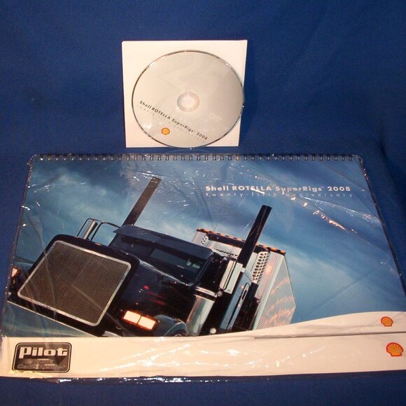 VINTAGE COLLECTIBLE SHELL ROTELLA SUPERRIGS SEMI TRUCKS CALENDAR & DVD - 2008 - Picture 1 of 3
